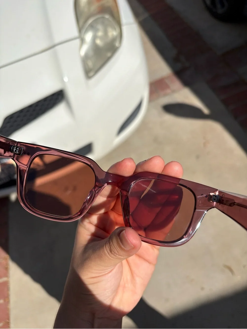 James Sunglasses — Translucent Rose Pink Square Shades